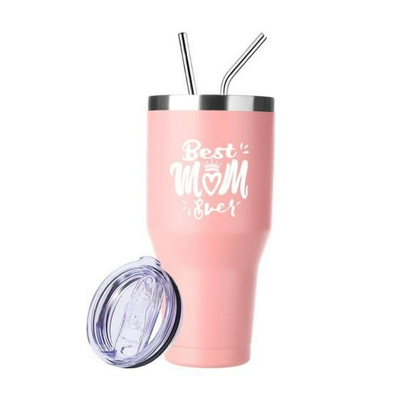 Best Mom Gift - Ezprogear 40 oz Stainless Steel Insulated Tumbler with Lid & Straw Birthday Gift for Mom (Pink)