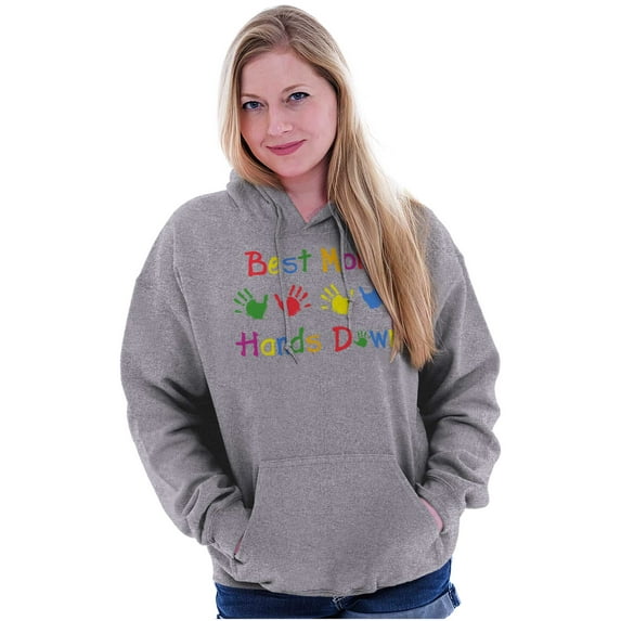Best Mom Hands Down Mommy Mama Women Plus Size Graphic Pullover Hoodie Brisco Brands 2X