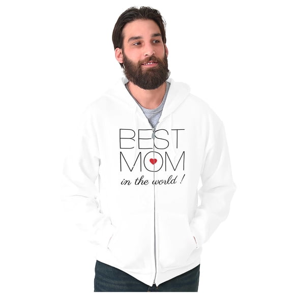 Best Mom In the World Love Heart Unisex Fleece Graphic Zip Up Hoodie Brisco Brands 4X