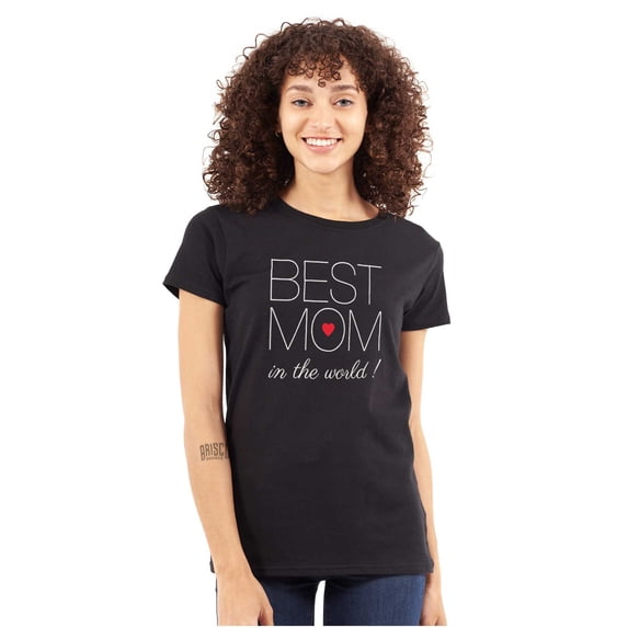 Best Mom In the World Love Heart Womens Slim Fit Graphic Tee Brisco Brands M