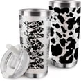 thumbnail image 1 of Best Mom Insulated Vacuum Tumbler with Lid, Mother''s Day Birthday Gifts for Mom Women Grandma, Cow Print Stainless Steel Double Wall Cup, 20 oz Travel Detachable Straw Mug, 1 of 6