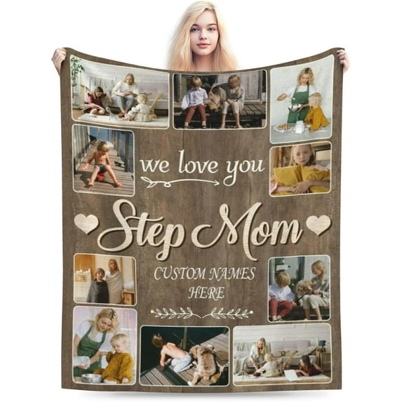 Best Mom Photo Custom Blankets With Photos And Name, Mom Christmas Photo Gift, Personalized Mom Birthday Gifts, We Love You Mom Blanket