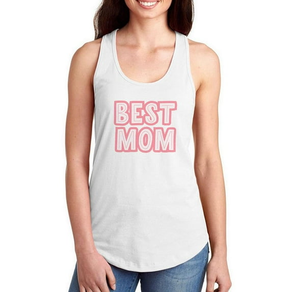 Best Mom Pink Bold Text Racerback Tank Women -Image by Shutterstock, Female x-Large
