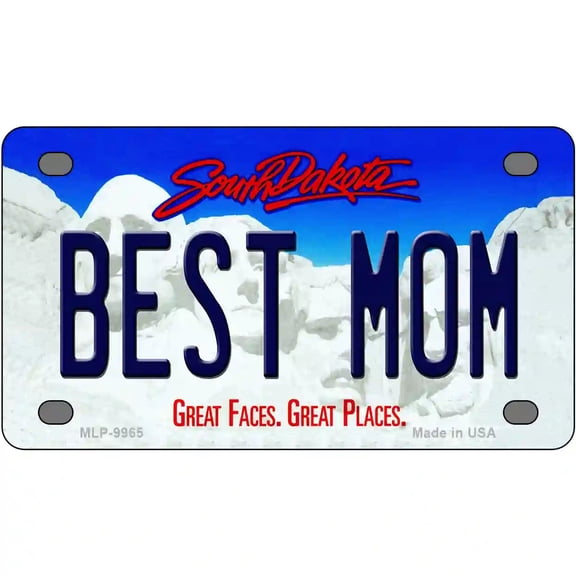 Best Mom South Dakota Metal Novelty License Plate 4" x 2.2" Mini