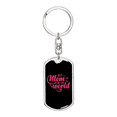 thumbnail image 1 of Best Mom in The World Black Pink  Stainless Steel or 18k Gold Premium Swivel Dog Tag Keychain, 1 of 16