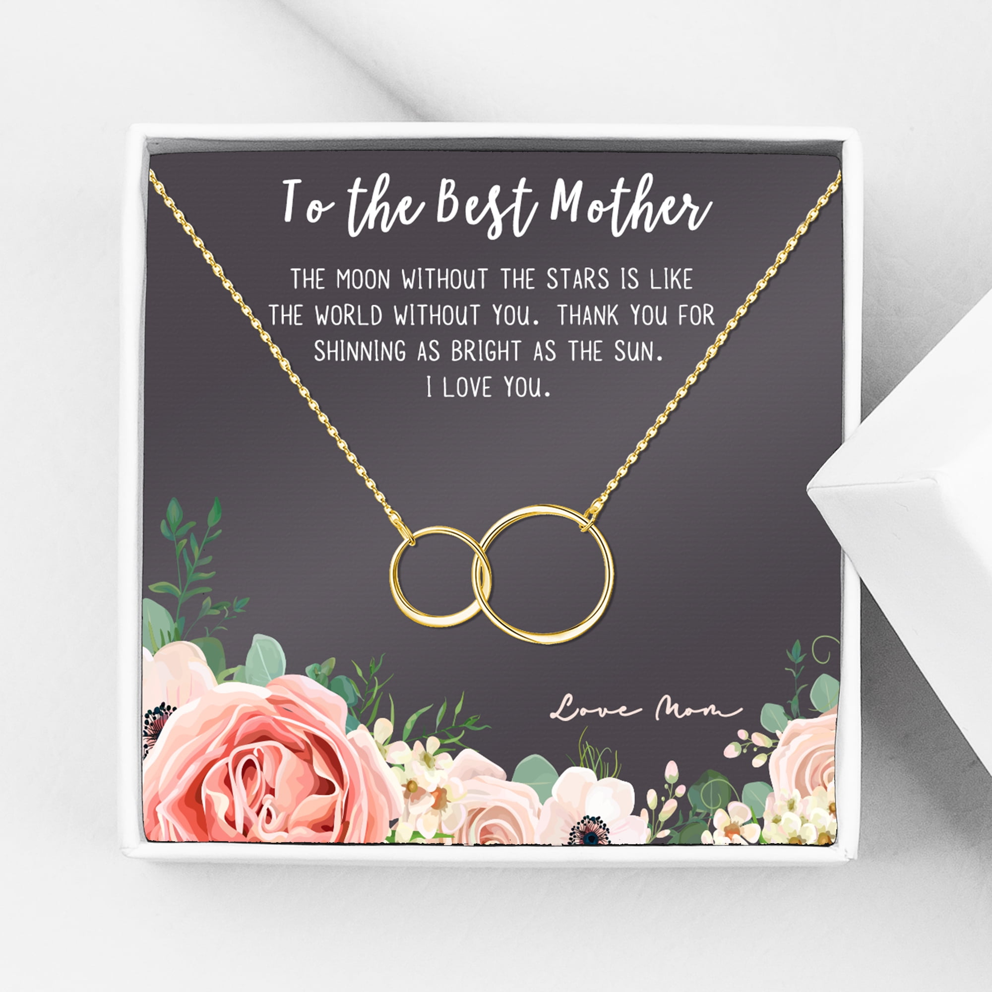 To The Best Mother Mother's Day Gift, Gift for Her, Gift for Her, Mother's Day Jewelry with Card, Card and Necklace Set for Mother's Day, Gift for Mom [Gold Infinity, No-Personalized Card]
