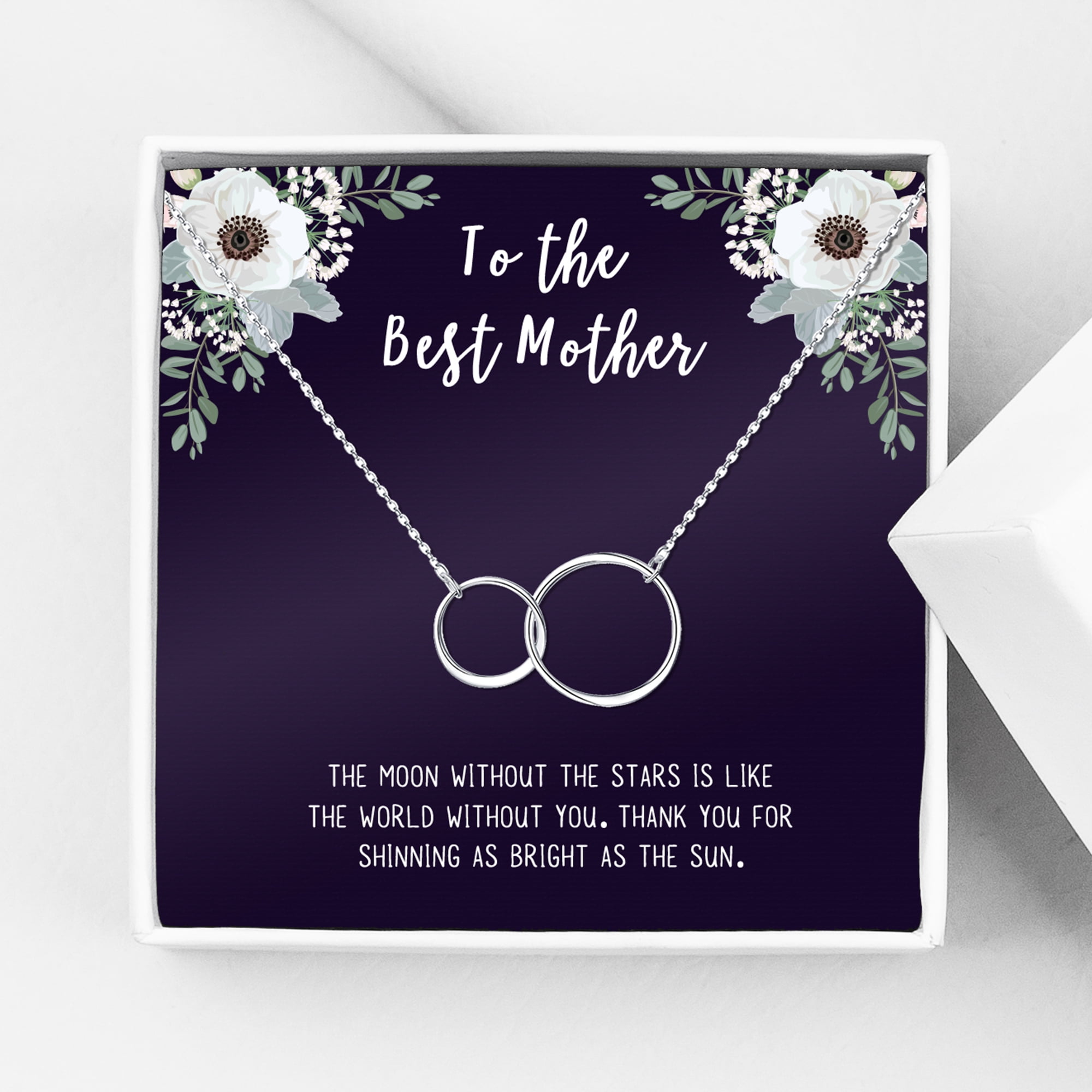 To The Best Mother Mother's Day Gift, Gift for Her, Gift for Her, Mother's Day Jewelry with Card, Card and Necklace Set for Mother's Day, Gift for Mom [Silver Infinity, No-Personalized Card]
