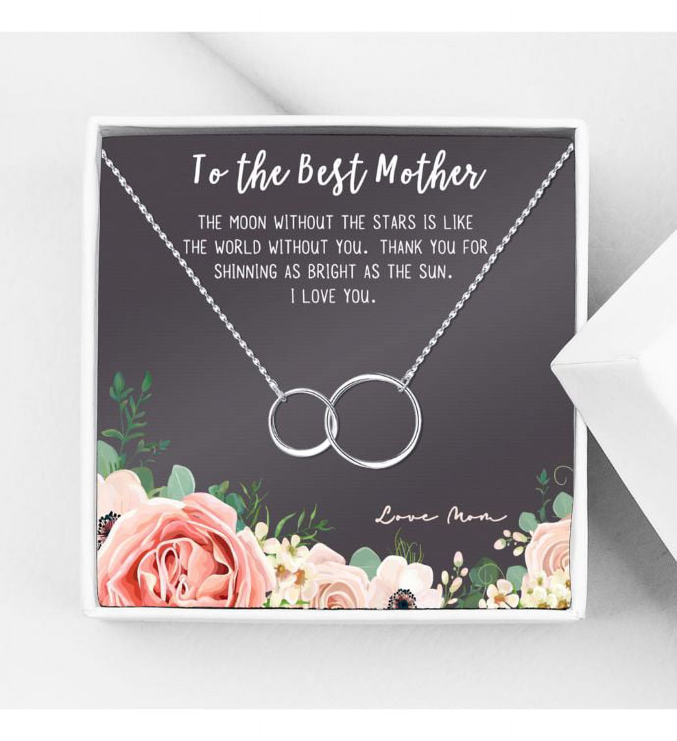 To The Best Mother Mother's Day Gift, Gift for Her, Gift for Her, Mother's Day Jewelry with Card, Card and Necklace Set for Mother's Day, Gift for Mom [Silver Infinity, No-Personalized Card]