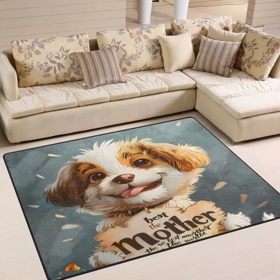 Best Mother Puppy Dog Area Rug Washable 80 x 58 Floor Carpet Mat Non Slip for Bedroom Living Room Home Decor