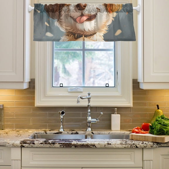 Best Mother Puppy Dog Curtain Valances Farmhouse Design Window Treatment Decor Blackout Rod Pocket for Windows Living Room Kitchen 54" x 18"