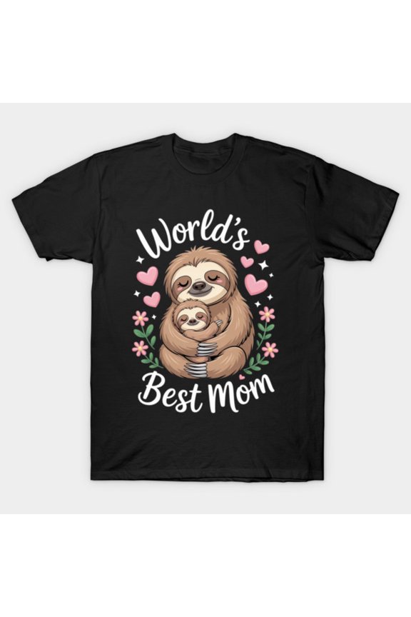Best Mum Mother Sloths Mothers Day Cute Slow Animal Illustration Unisex T-Shirt, up to size 5XL