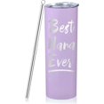 thumbnail image 1 of Best Nana Gifts From Grandchildren Grandkids Granddaughter Nana Birthday Gifts- 20oz Purple Best Nana Ever Tumbler - Christmas Birthday Mothers Day Gifts For Nana Grandma Cup With Lid and Straw, 1 of 6