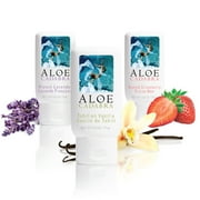 Best Natural Personal Lubricant & Moisturizer, Assorted Water Based Lube Travel Bundle for Her, Him, Couples 1 each - Strawberry Flavored, Vanilla Flavored, French Lavender Scented by Aloe Cadabra
