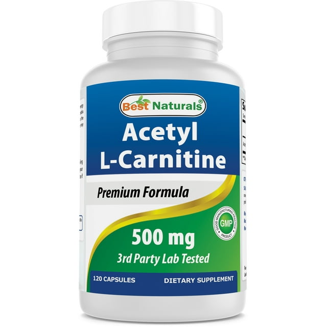 Best Naturals Acetyl LCarnitine 500 mg Supports Energy Metabolism & Brain Function, 120