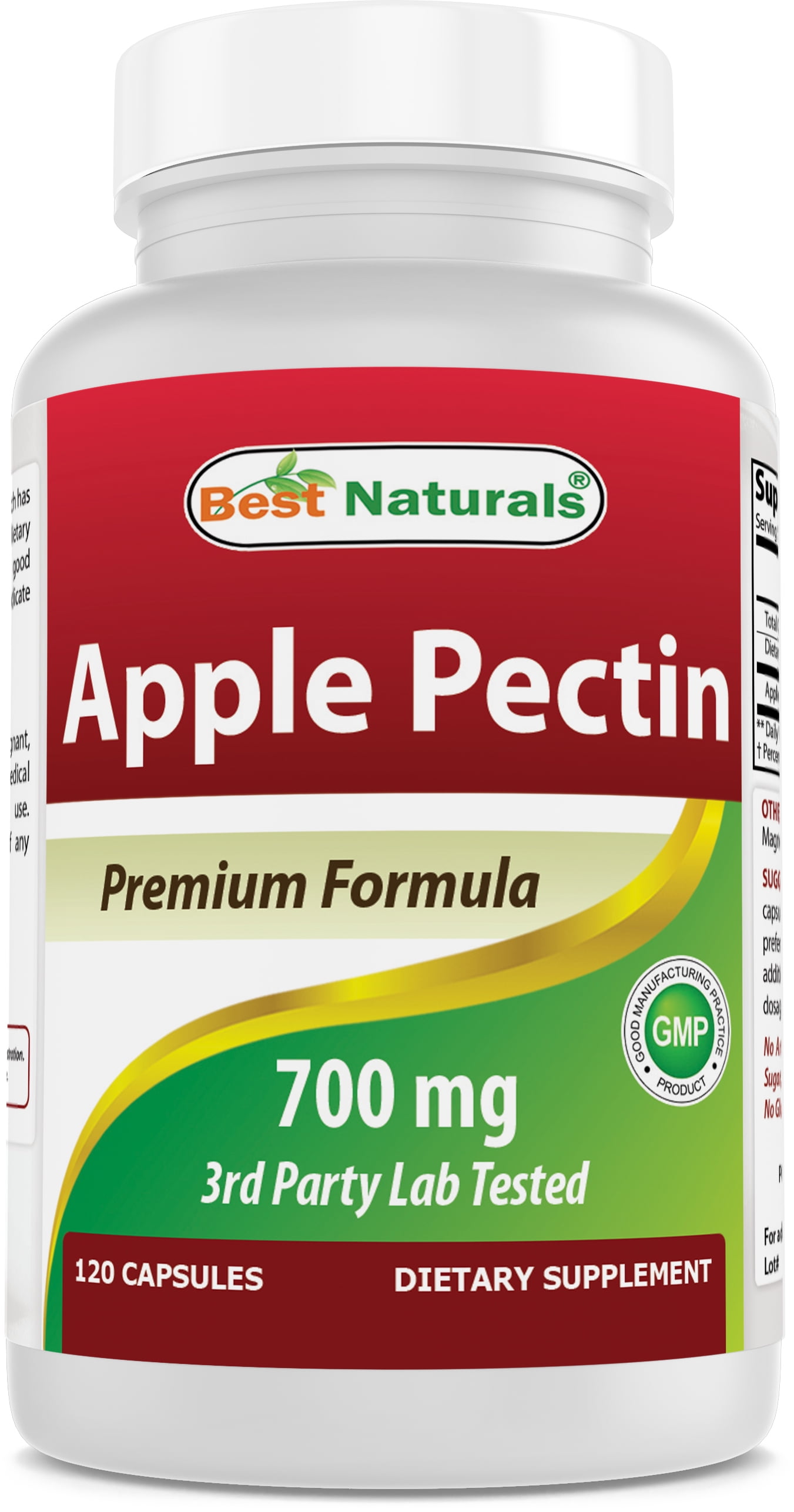 Best Naturals Apple Pectin 700mg Digestive Support Supplement, 120