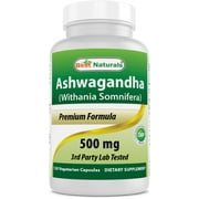 Best Naturals Ashwagandha 500 mg 120 Vegetarian Capsules | Relaxing Stress and Mood | (Total 120 Capsules)