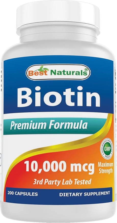 Best Naturals Extra Strength Biotin Keratin Supplement, 10000 mcg, 200 Capsules