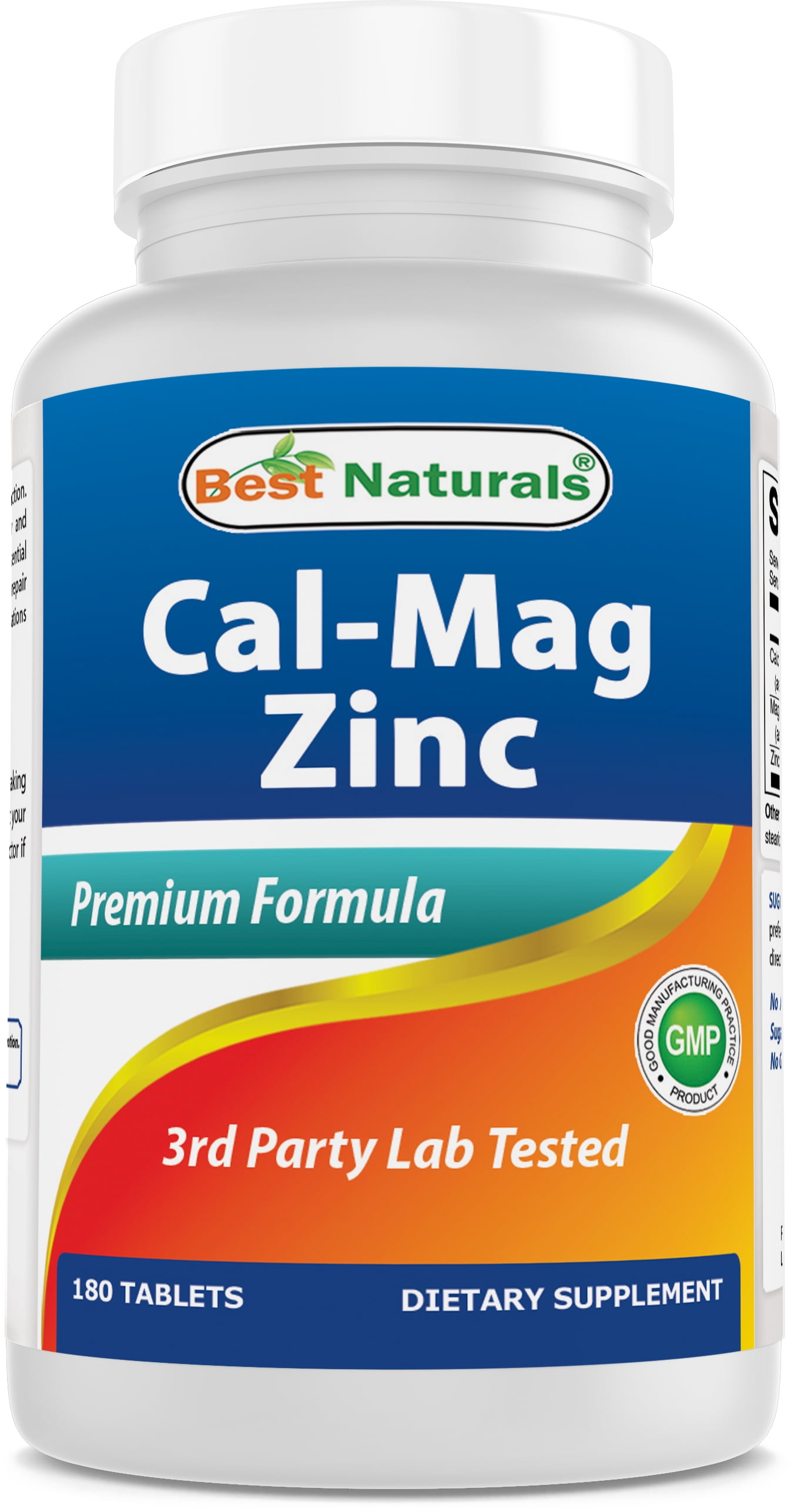 Best Naturals Cal Mag Zinc 180 Tablets for Bone Support and Enzymatic ...