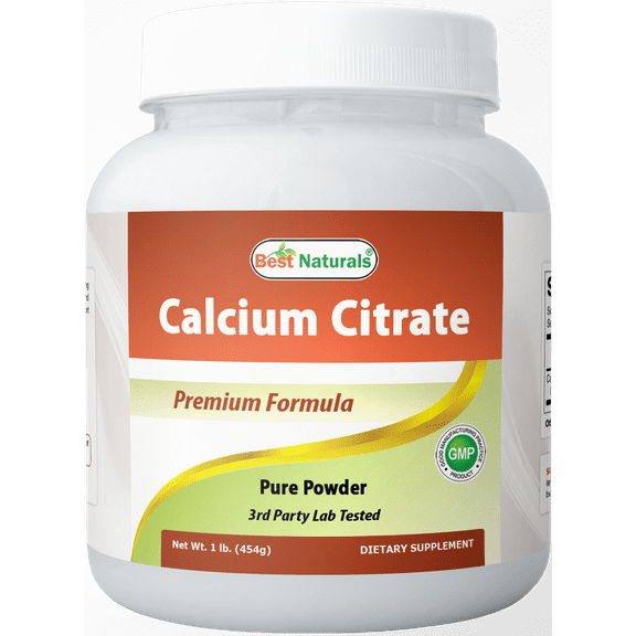 Best Naturals Calcium Citrate Powder - Calcium Supplement, High Bioavailable 3000 mg per Serving (600 mg Elemental Calcium) - Unflavored & Gluten Free - 1 Pound