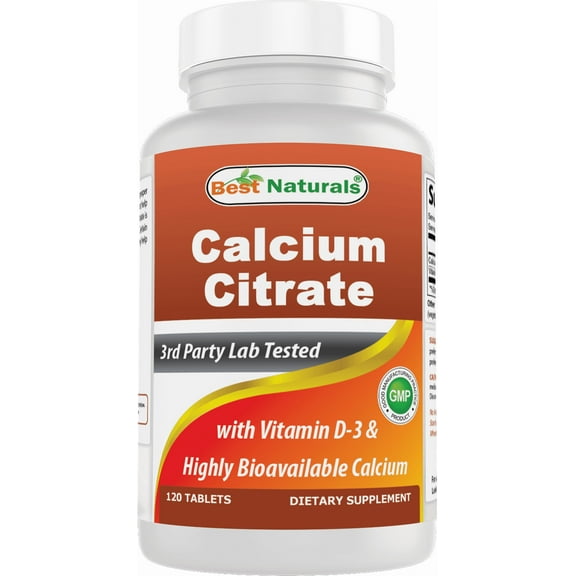 Best Naturals Calcium Citrate with Vitamin D-3 120 Tablets