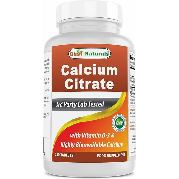 Best Naturals Calcium Citrate with Vitamin D-3 240 Tablets