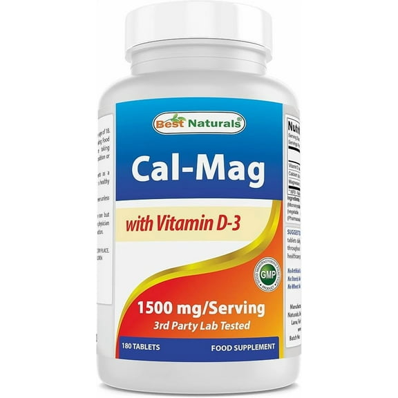 Best Naturals Calcium Magnesium with Vitamin D3 1500mg 180 Tablets