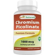 Best Naturals Chromium Picolinate Tablet, 1000 mcg - Supports Healthy Blood Sugar Levels, 240 Count