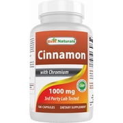 Best Naturals Cinnamon 1000 mg with Chromium 200 mcg, Blood Sugar Support, Gluten-Free, 180 Capsules