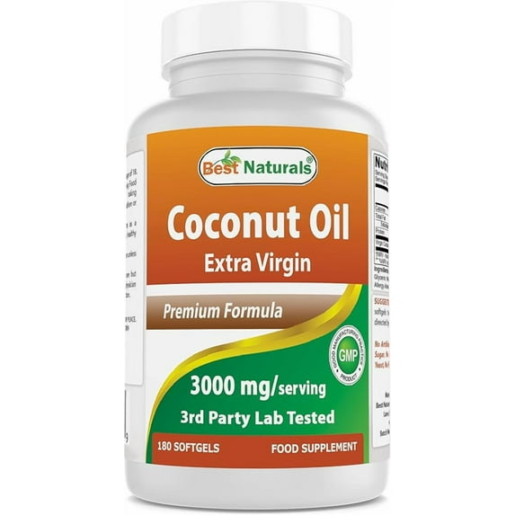 Best Naturals Coconut Oil 1000 mg 180 Softgels