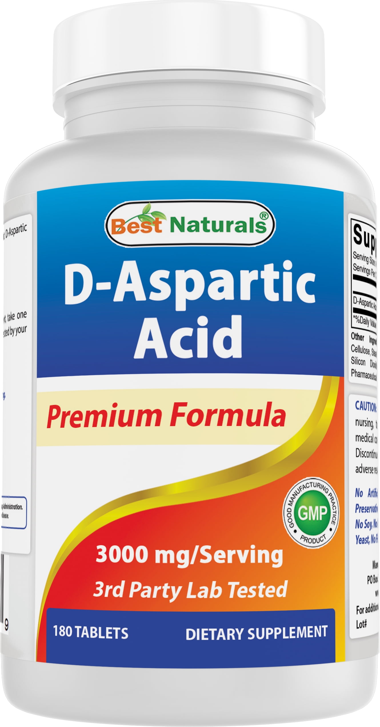 Best Naturals DAspartic Acid (DAA) 3000 mg per Serving 180 Tablets