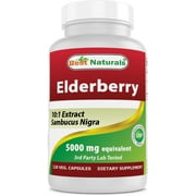 Best Naturals Elderberry Sambucus Nigra 5000mg Equivalent 120 Vegetarian Capsules