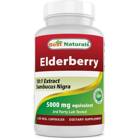 Best Naturals Elderberry Sambucus Nigra 5000mg Equivalent 120 Vegetarian Capsules