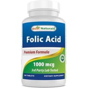 Best Naturals Folic Acid 1000 mcg Vitamin B9 Supplements, 240 Tablets