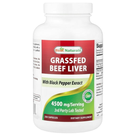 Best Naturals Grassfed Beef Liver, 250 Capsules