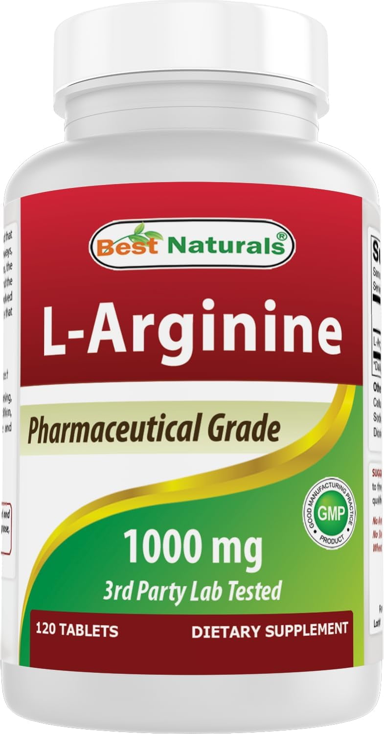 Best Naturals L-Arginine 1000 mg, 120 Tablets (Pharmaceutical Grade)