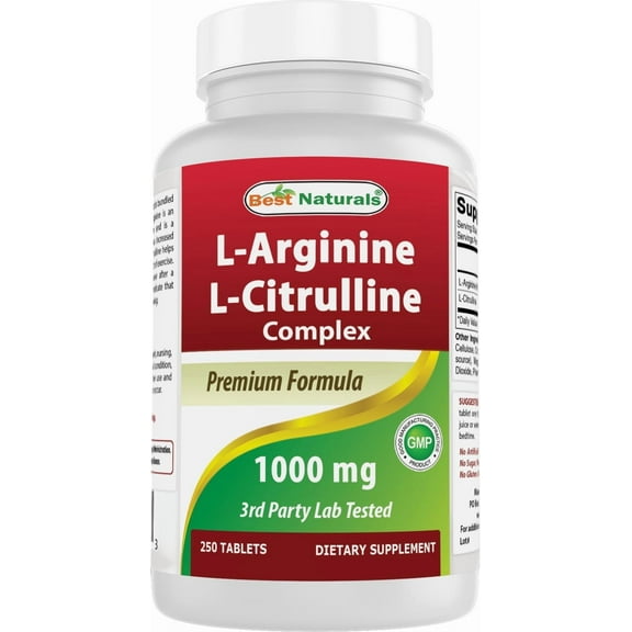 Best Naturals L-Arginine L-Citrulline Complex 1000 mg Multivitamin Tablets, 250 Count