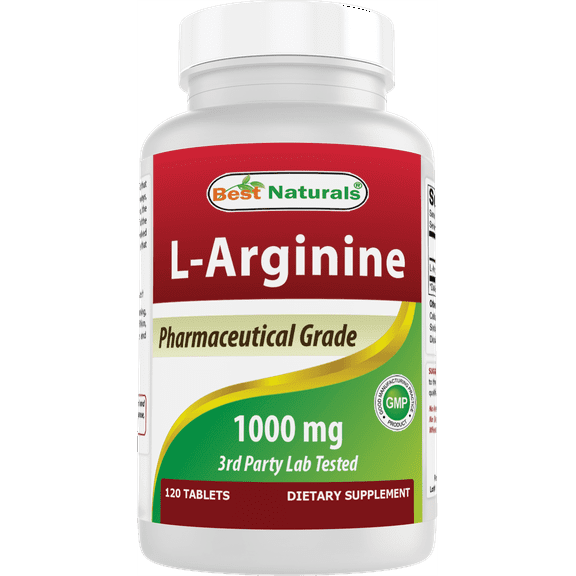 Best Naturals L-Arginine Tablets, 1000mg, No Artificial Colors, 120 Count