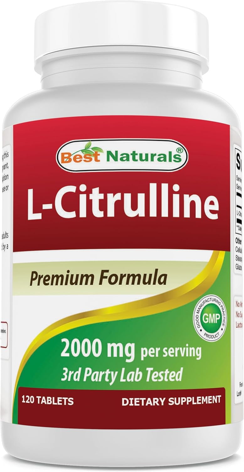 Best Naturals L-Citrulline 2000mg per Serving - 120 Tablets - Endurance + Workout Performance Supplement