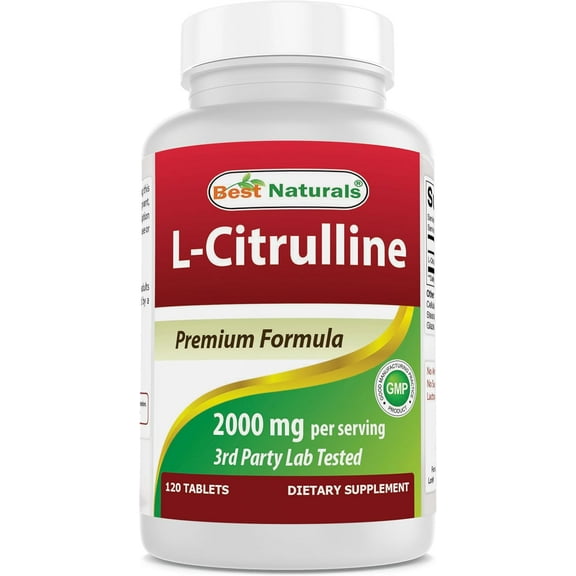 Best Naturals L-Citrulline 2000mg per Serving - 120 Tablets - Endurance + Workout Performance Supplement