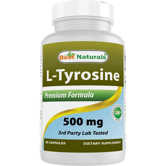 Best Naturals L-Tyrosine 500 mg 90 Capsules I Helps Support Overall Brain health | Stress Support and Supports mental alertness