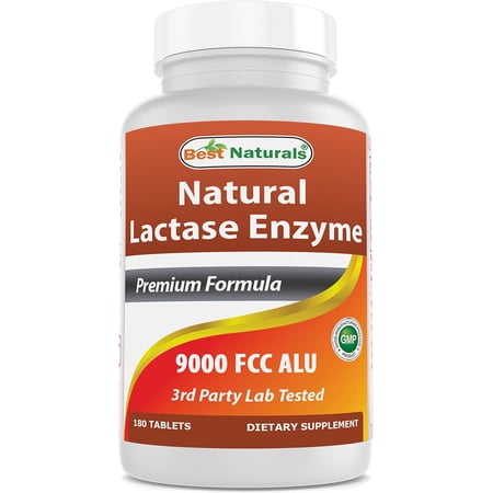 Best Naturals Lactase Enzyme 9000 FCC ALU 180 Tablets, Fast Acting Relief