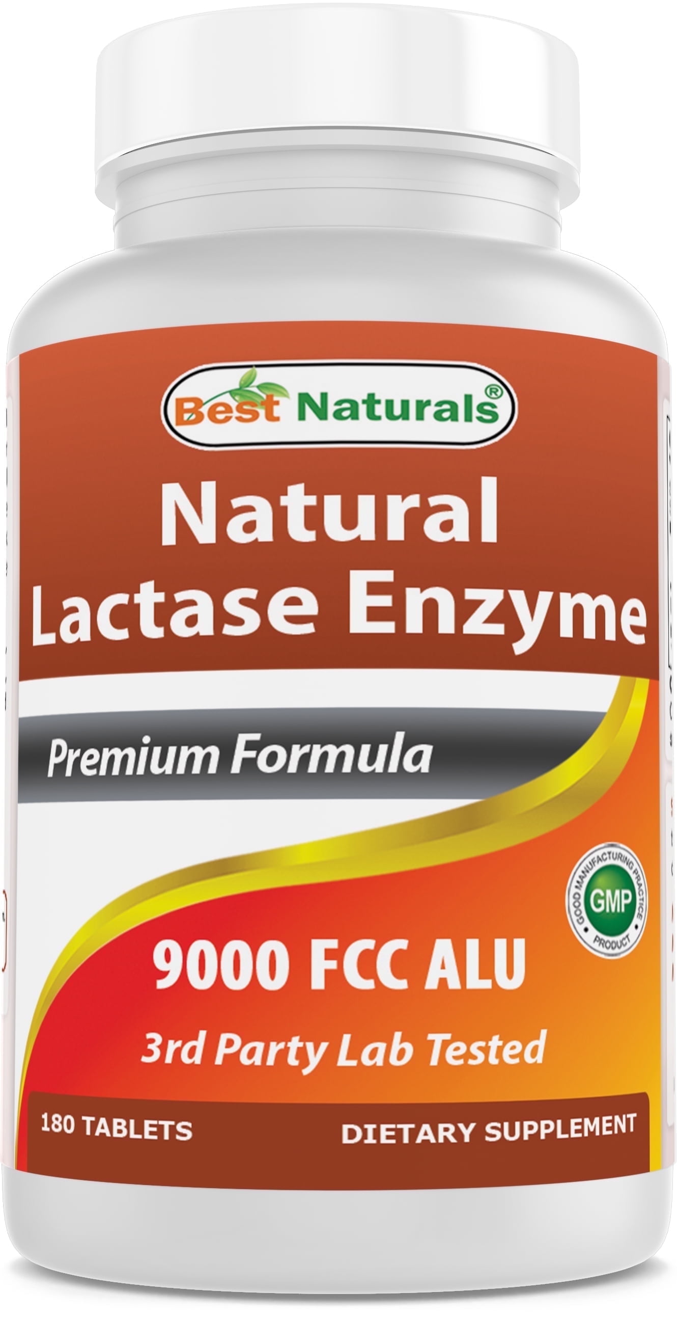 Best Naturals Lactase Enzyme 9000 FCC ALU  180 Tablets, Fast Acting Relief