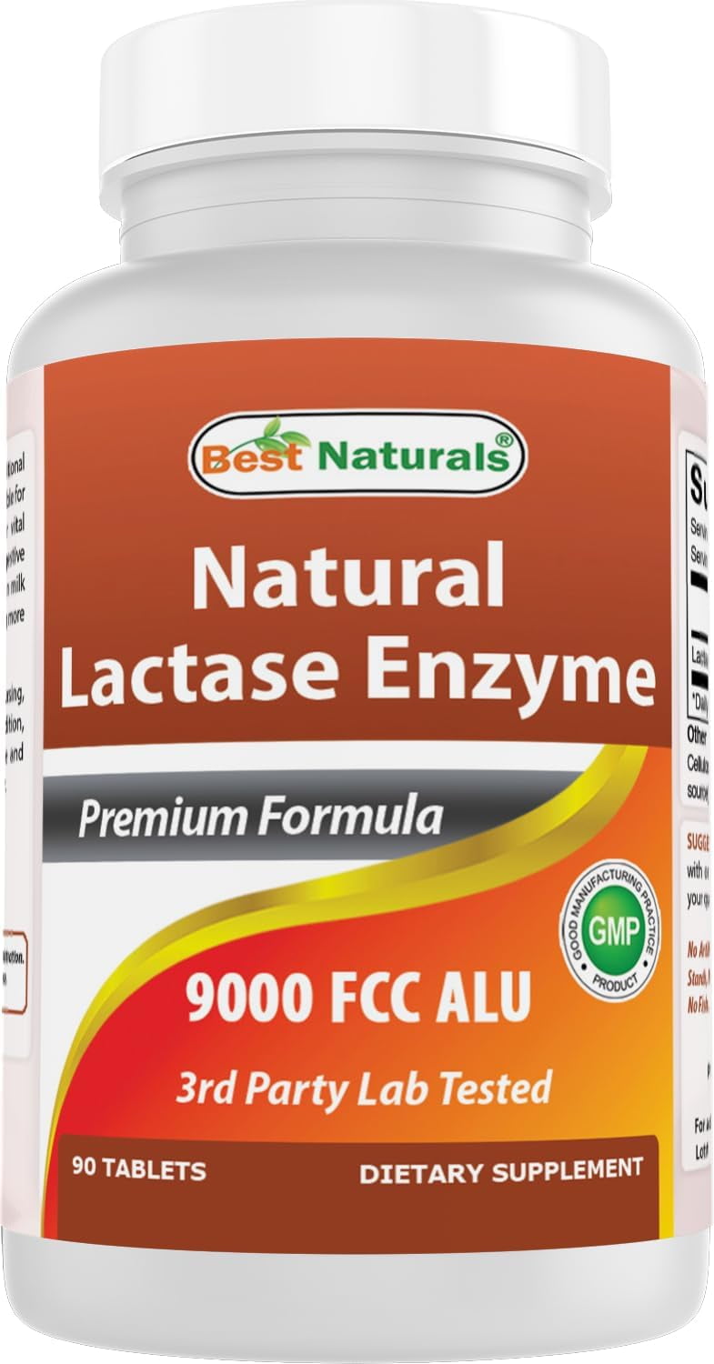 Best Naturals Lactase Enzyme 9000 FCC ALU 90 Tablets | Lactose Intolerance Relief Tablets