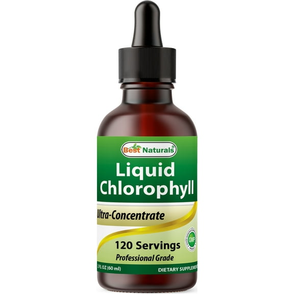 Best Naturals Liquid Chlorophyll Drops 50mg, 120 Servings, 2 fl oz - Supports Energizing, Alkalization, Oxygenation
