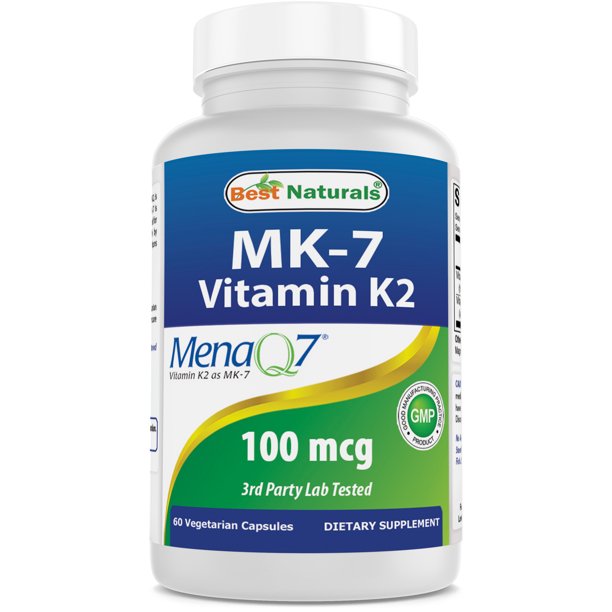 Best Naturals MK7 Vitamin K2 100 mcg 60 Vegetarian Capsules