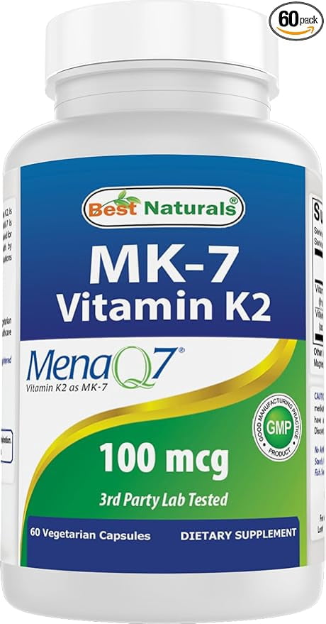 Best Naturals MK-7 Vitamin K2 100 mcg 60 Vegetarian Capsules