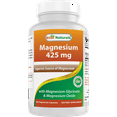 thumbnail image 1 of Best Naturals Magnesium Glycinate 425 mg 180 Vegetarian Capsules | High Absorption Magnesium Glycinate & Magnesium Oxide Chelated, Non-GMO, Gluten Free Muscle Relax, 1 of 8