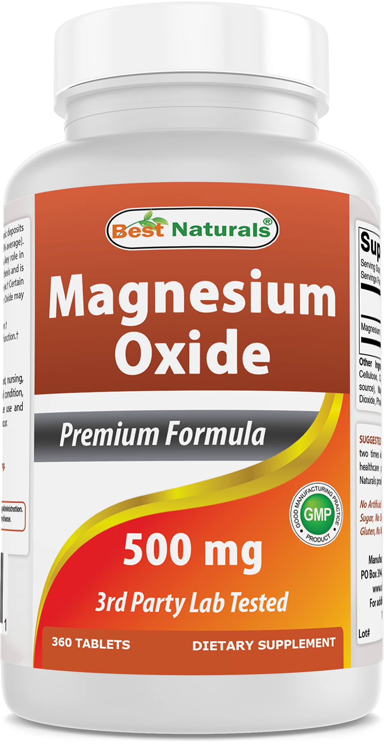 Best Naturals Magnesium Oxide 500mg 360 Tablets 1 Year Supply