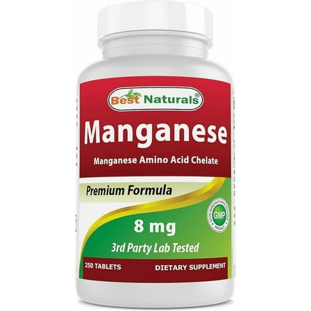 Best Naturals Manganese (Manganese Amino Acid Chelate) 8 mg- 250 Tablets