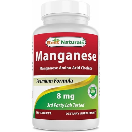 Best Naturals Manganese (Manganese Amino Acid Chelate) 8 mg- 250 Tablets